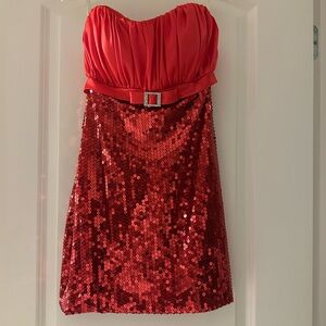 Red Mini Sequin Dress, Size XS/S
